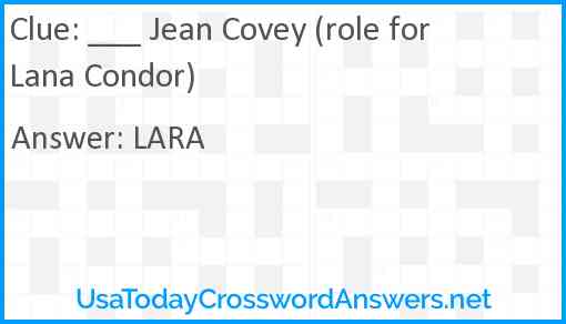 ___ Jean Covey (role for Lana Condor) Answer