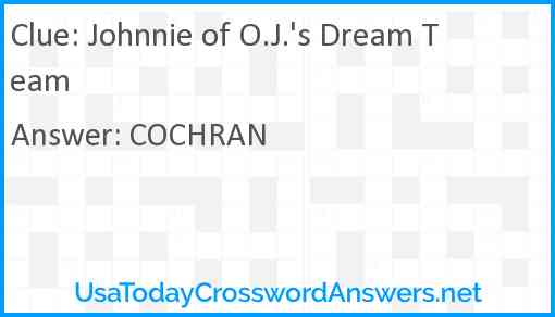 Johnnie of O.J.'s Dream Team Answer