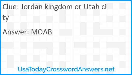 Jordan kingdom or Utah city Answer