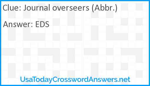 Journal overseers (Abbr.) Answer