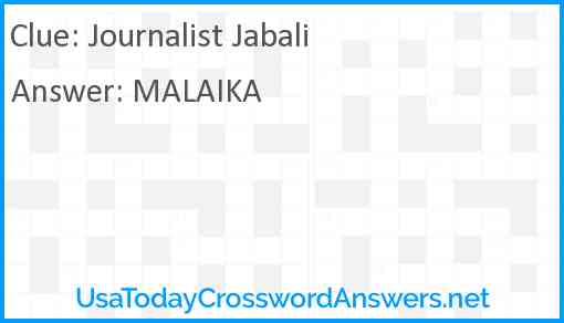 Journalist Jabali Answer