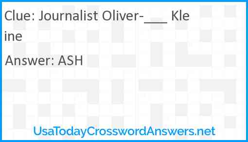Journalist Oliver-___ Kleine Answer