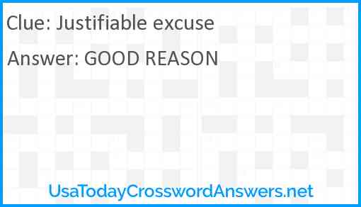 Justifiable excuse Answer