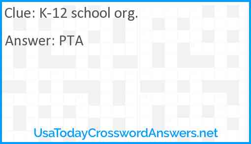 K-12 school org. Answer