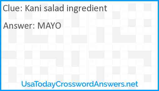 Kani salad ingredient Answer
