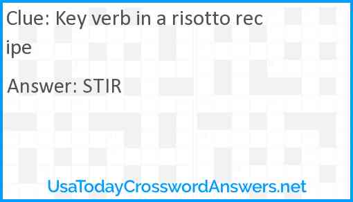 Key verb in a risotto recipe Answer