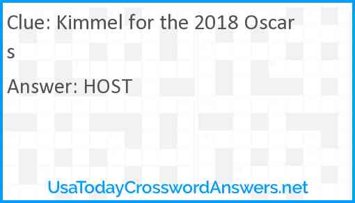 Kimmel for the 2018 Oscars Answer