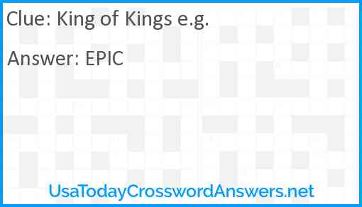 King of Kings e.g. Answer
