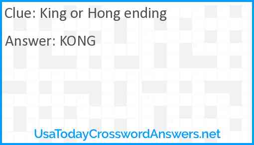 'King' or 'Hong' ending Answer
