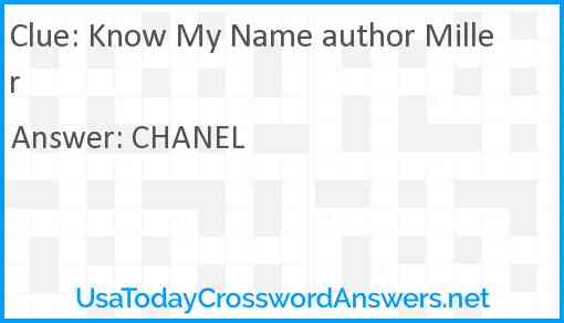 Know My Name author Miller Answer