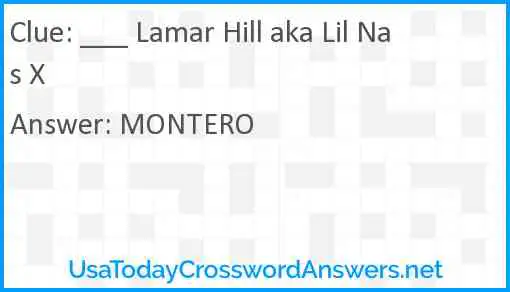 ___ Lamar Hill aka Lil Nas X Answer