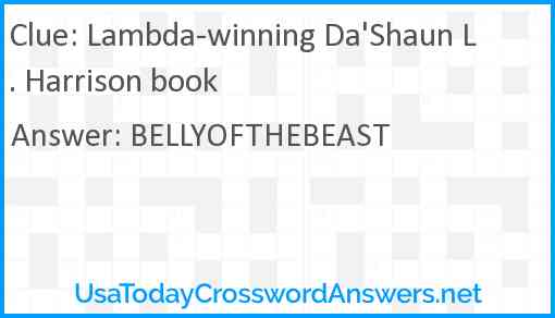 Lambda-winning Da'Shaun L. Harrison book Answer