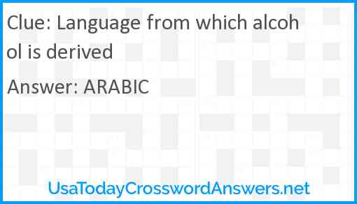 Language from which alcohol is derived Answer