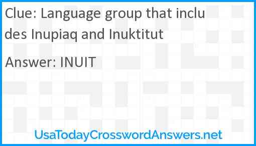 Language group that includes Inupiaq and Inuktitut Answer