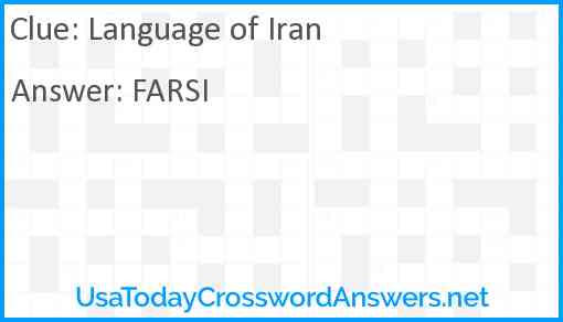Language of Iran Answer