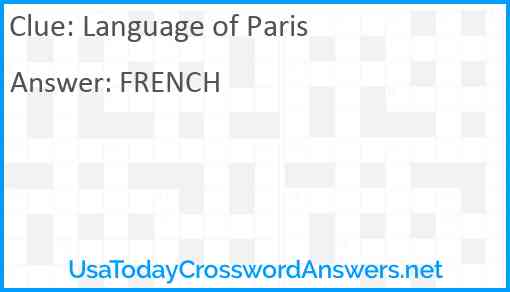 Language of Paris Answer