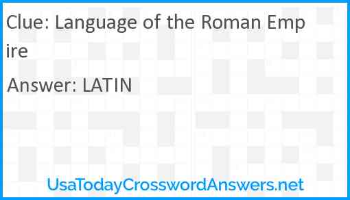 Language of the Roman Empire Answer