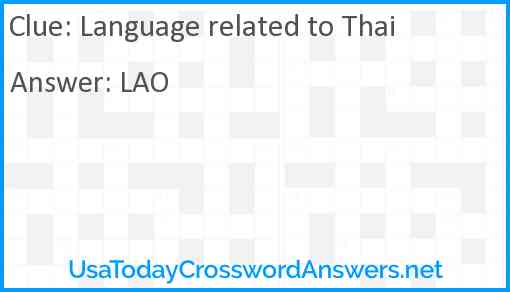 Language related to Thai Answer