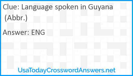 Language spoken in Guyana (Abbr.) Answer