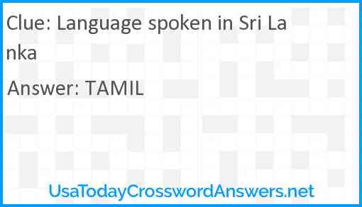 Language spoken in Sri Lanka Answer