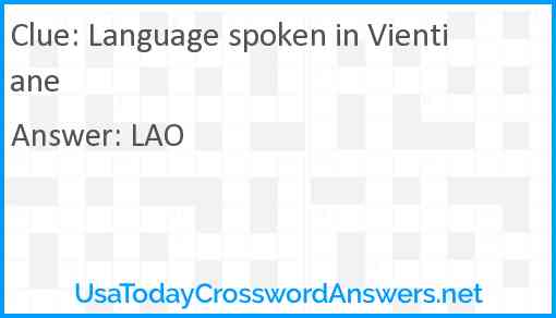 Language spoken in Vientiane Answer