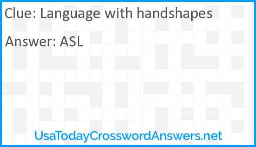 Language with handshapes Answer