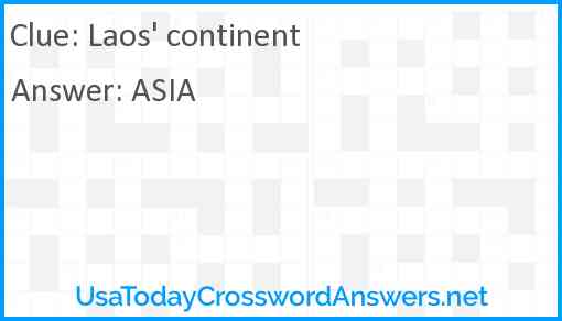 Laos' continent Answer