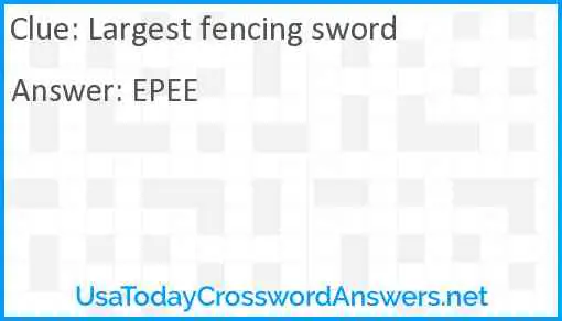 Largest fencing sword Answer