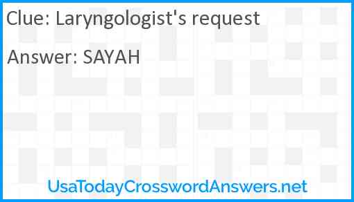 Laryngologist's request Answer