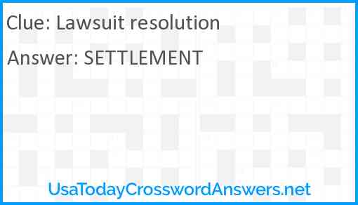 Lawsuit resolution Answer