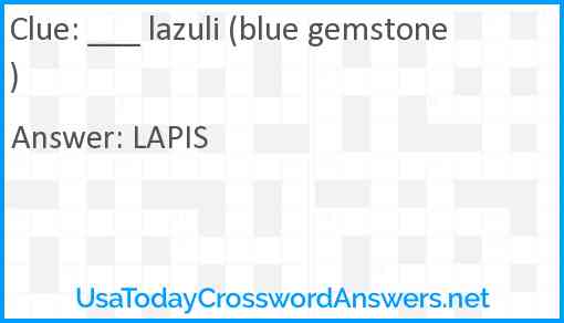 ___ lazuli (blue gemstone) Answer