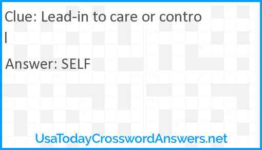 Lead-in to care or control Answer