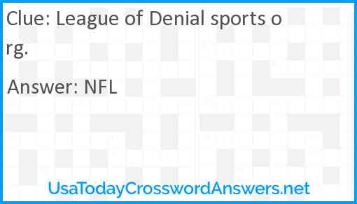 League of Denial sports org. Answer