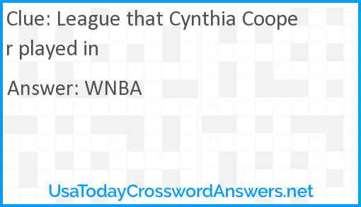 League that Cynthia Cooper played in Answer