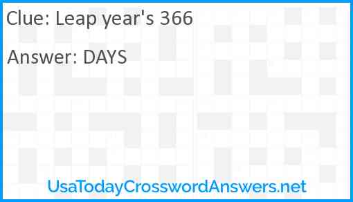 Leap year's 366 Answer