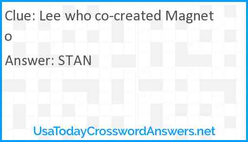 Lee who co-created Magneto Answer