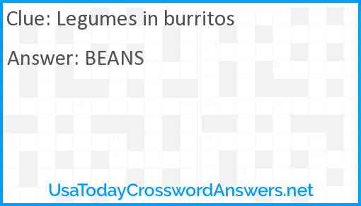Legumes in burritos Answer