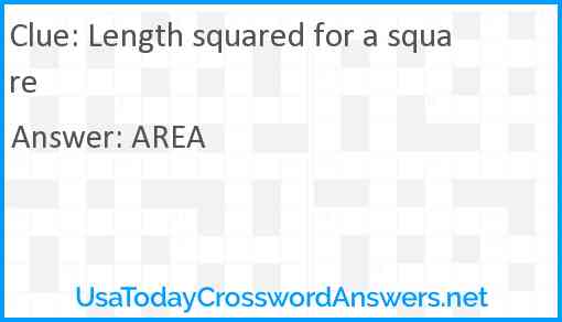 Length squared for a square Answer