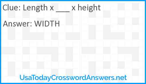 Length x ___ x height Answer