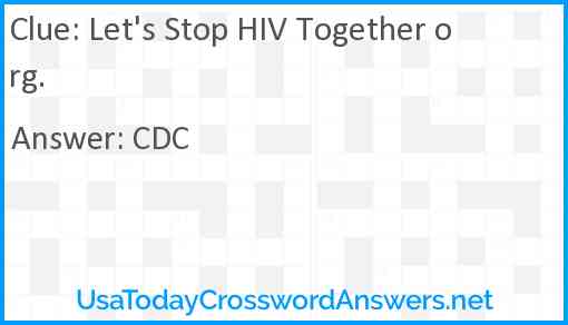 Let's Stop HIV Together org. Answer