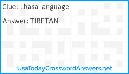 Lhasa language Answer