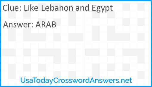 Like Lebanon and Egypt Answer