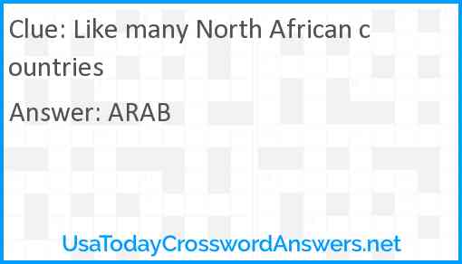 Like many North African countries Answer