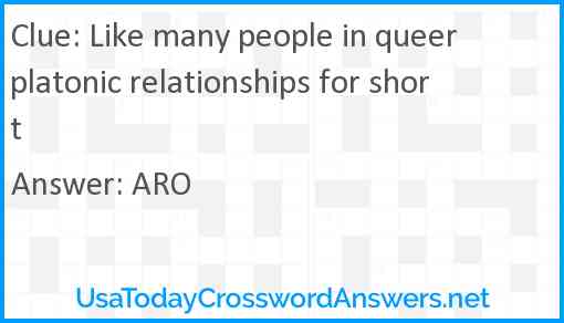 Like many people in queerplatonic relationships for short Answer