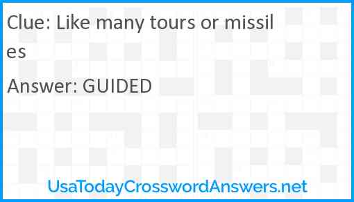 Like many tours or missiles Answer
