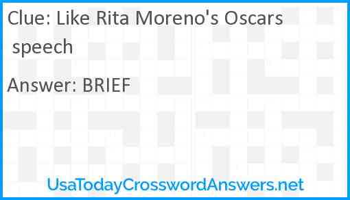 Like Rita Moreno's Oscars speech Answer