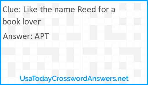 Like the name Reed for a book lover Answer