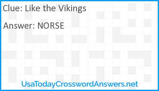 Like the Vikings Answer
