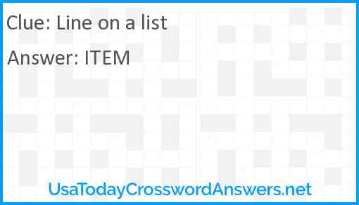 Line on a list Answer