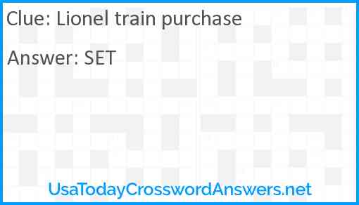 Lionel train purchase Answer